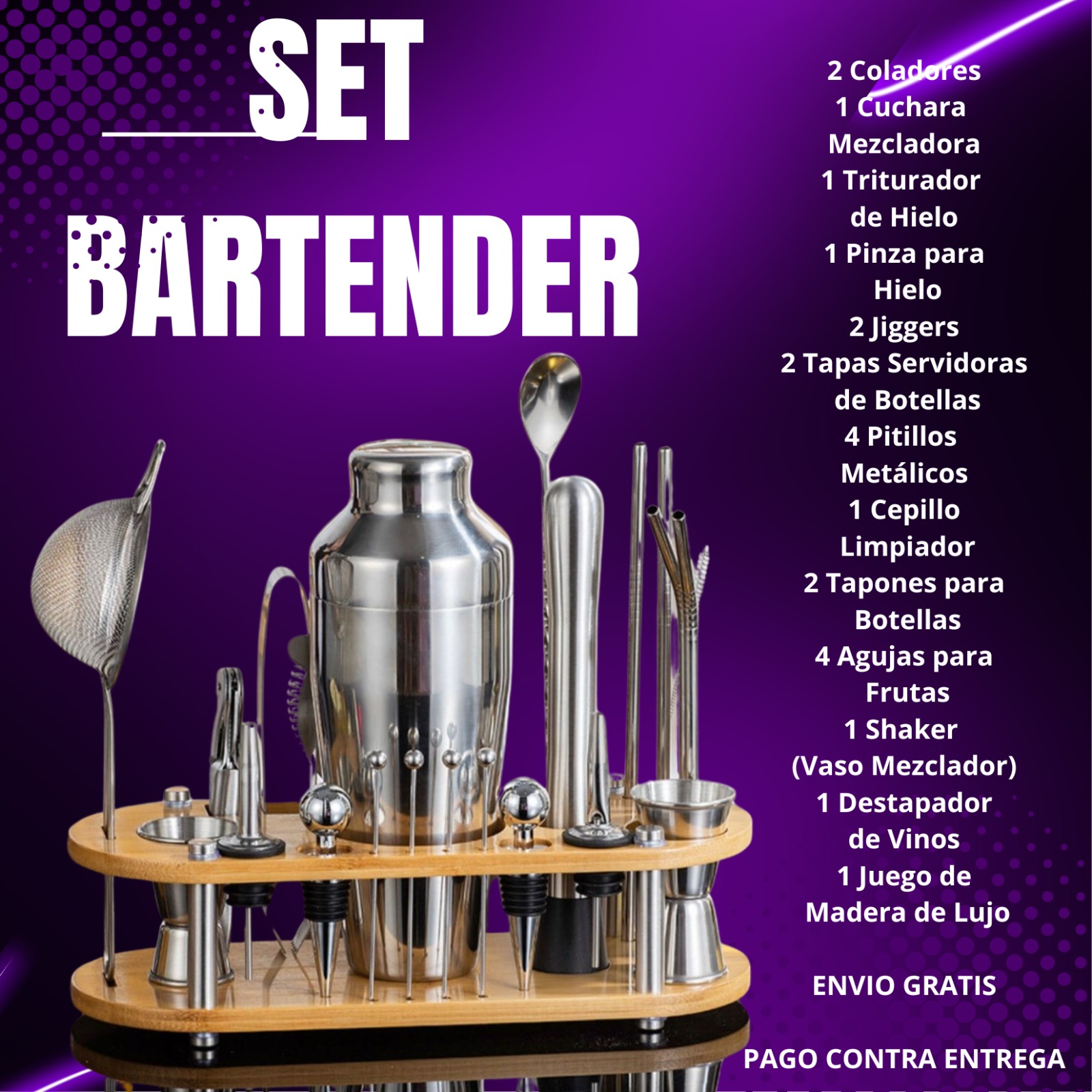 KIT COCTELERA 23 PIEZAS GANADOR TOP 🍹